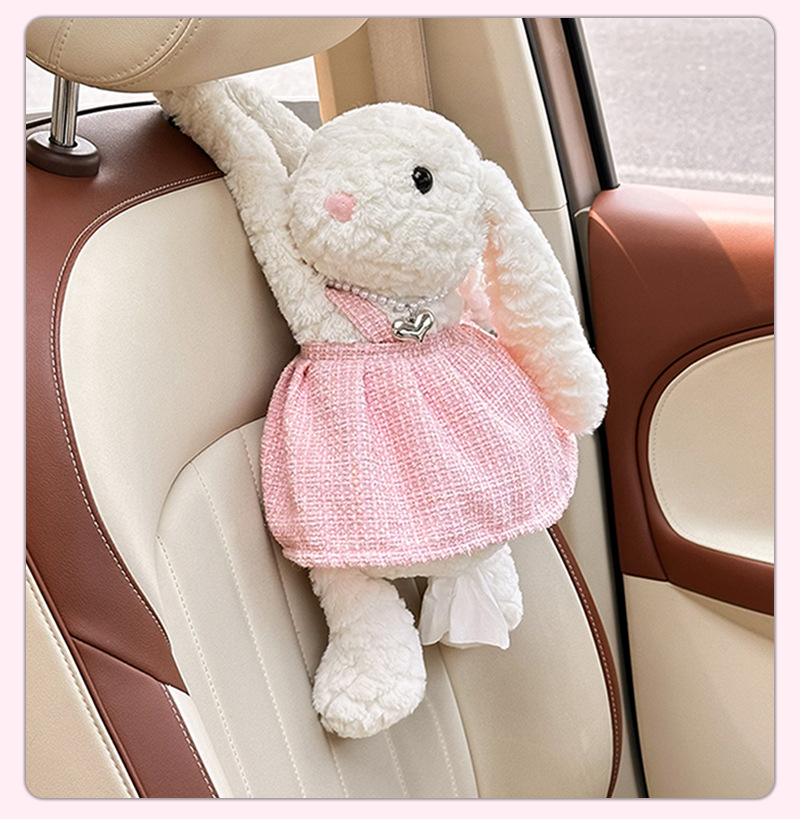 Car Tissue Box Cute Bear Plush Doll Tissue Set Creative Cartoon Car Storage Tissue Hanging Bag Wholesale