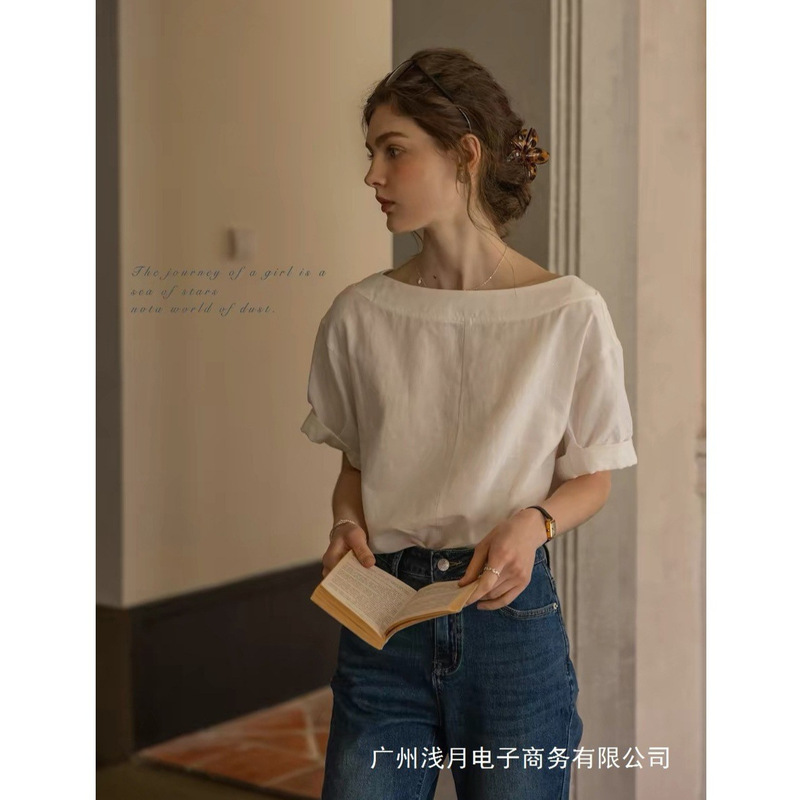 Dailyar "Like the Wind" Linen Lyocell Casual Boat Neck Tie-Front Reversible Short-Sleeve Top Dailyar "Like the Wind" Linen Lyocell Casual Boat Neck Tie-Front Reversible Short-Sleeve Top