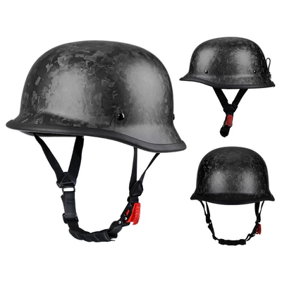 Fiber Half Helmet German-Style Soldier: Motorcycle Safety Supplies - forged-carbon-fiber-matte-black-mhead-circumference-56-57cm