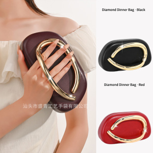 2025 New Banquet Bag Cross-border Hot Selling Retro Metal Handle Chain Box Bag Crossbody Shoulder Clutch Bag