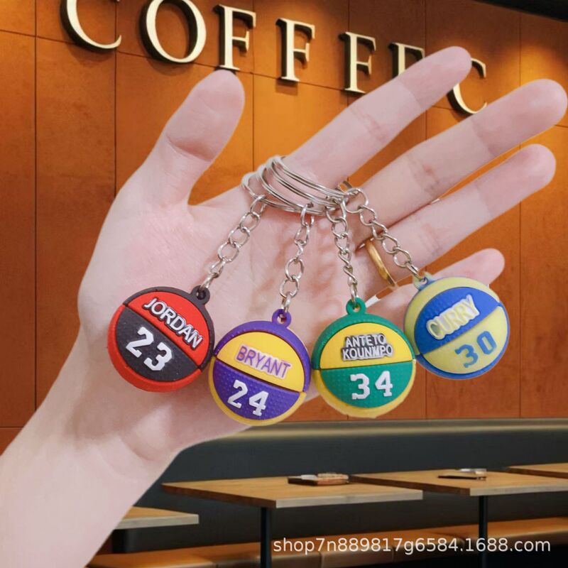 Nba Star Basketball Keychain Kobe James Jordan Curry European Letter Fan Pendant Gift