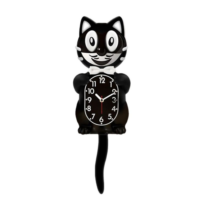 越境創意掛け時計漫画猫時計しっぽ揺れる壁時計かわいい猫個性家庭用客間石英時計|undefined