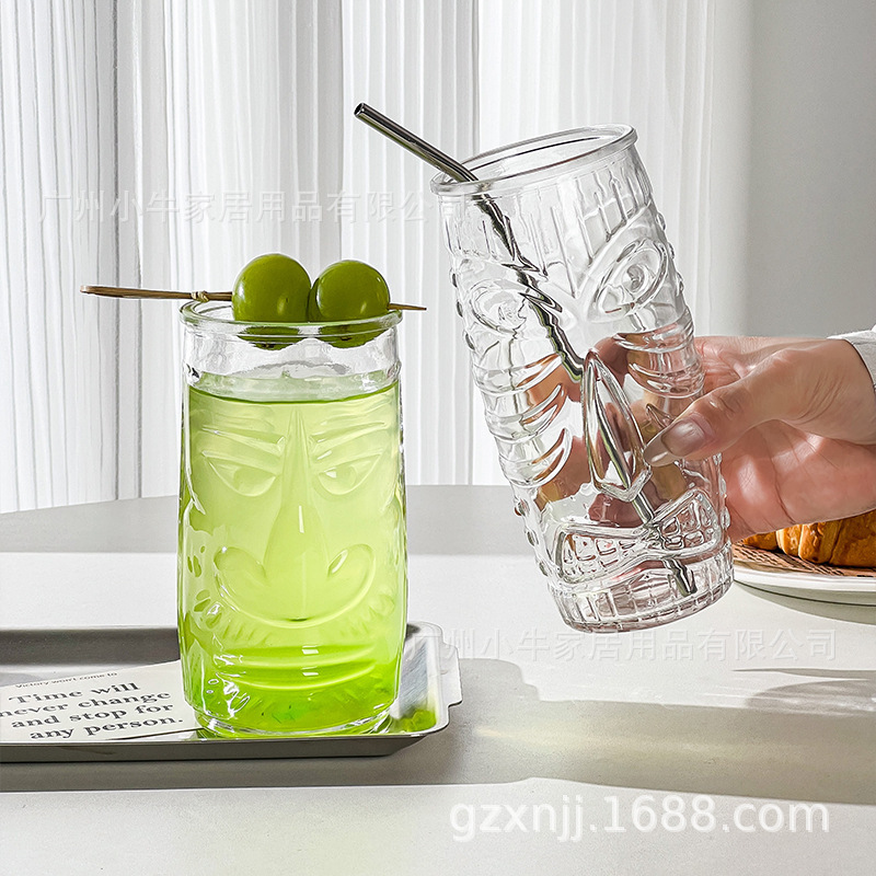 Taza de agua de burbujas de bebida creativa Vaso de cóctel tiki de Halloween Tótem de nariz grande Vaso de whisky