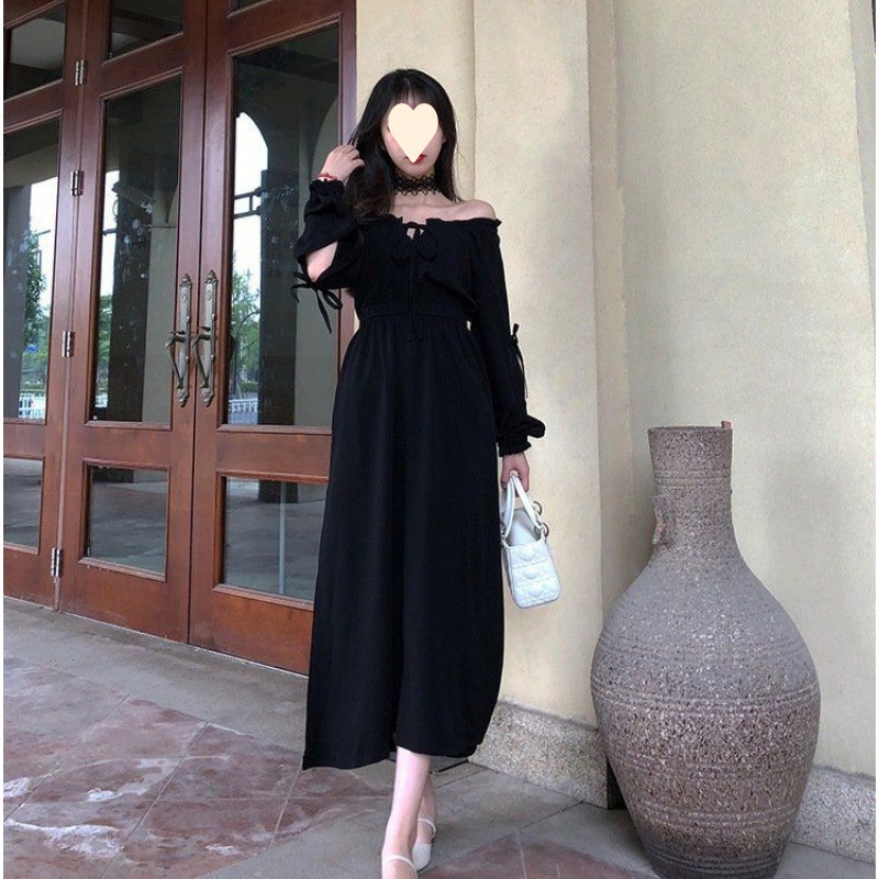 御姐风减龄修身礼服裙设计感收腰显瘦连衣裙女春秋高级感长袖长裙|undefined