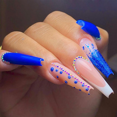 法式穿戴甲長款歐美風跨境熱銷美甲片成品24片可拆卸指甲貼片