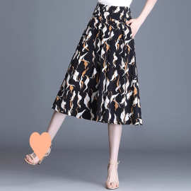 雪纺阔腿裤高腰裙裤女夏七分阔脚裤女小个子裤裙夏季薄款七分女裤