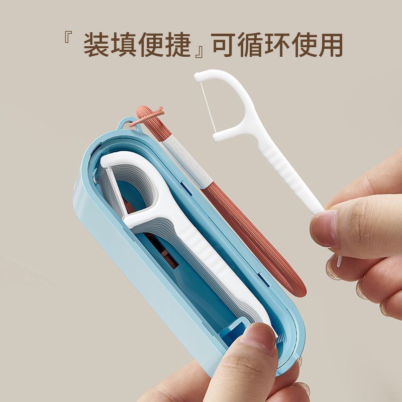 2025新款自动牙线盒便携随身迷你牙线收纳盒牙签剔牙线棒自动弹出|undefined