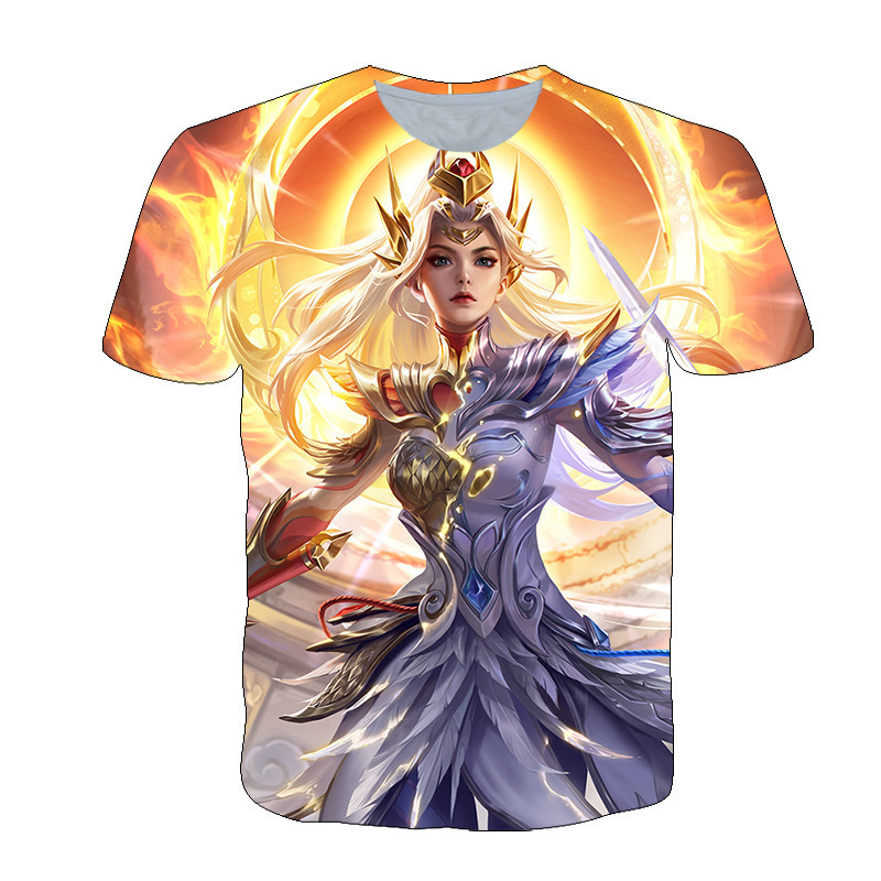 Camiseta de manga corta con estampado digital bidimensional de verano 3d verano para adolescentes y niños juego de gloria para hombres