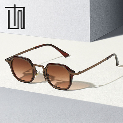 新款日韓淺色遮陽鏡方金屬框61060輕盈防曬個性墨鏡太陽眼鏡批發