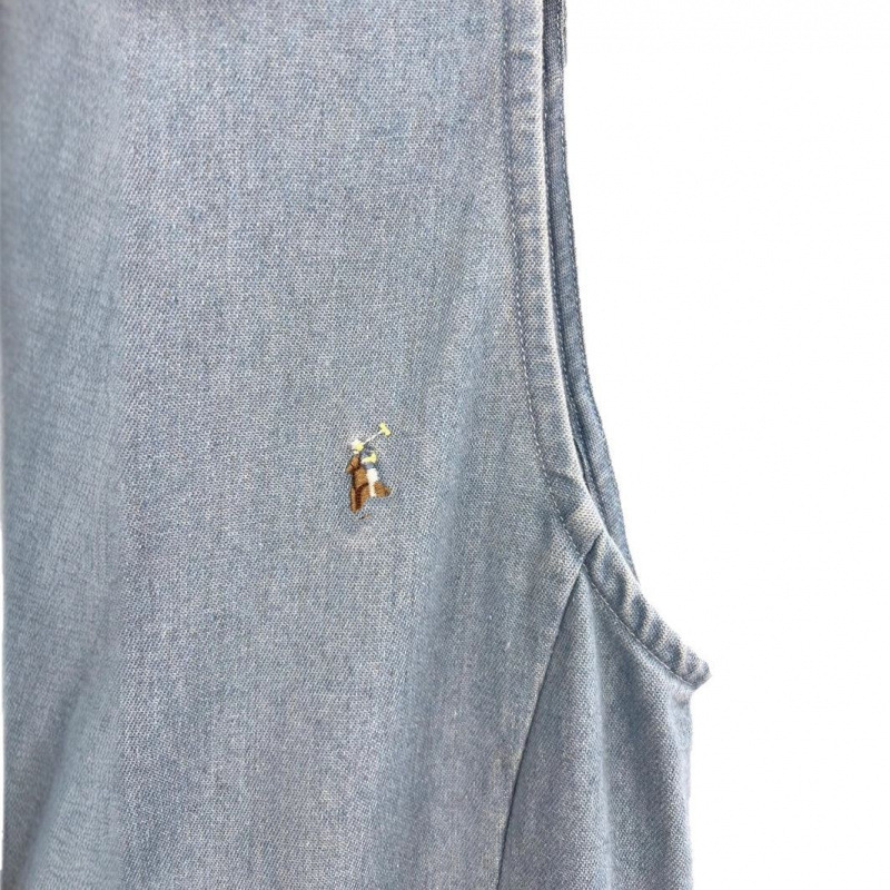 In-Stock High-Quality Version of Ralph Sleeveless Shirt Dress with Pony Logo Embroidery, Cotton Denim, Stylish for Commuting Women In-Stock High-Quality Version of Ralph Sleeveless Shirt Dress with Pony Logo Embroidery, Cotton Denim, Stylish for Commuting Women