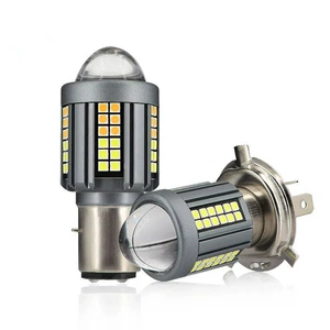 Dual-color motorcycle fish-eye spotlight LED high-brightness front headlight with white and yellow dual-color lens bulb BA20D modification light