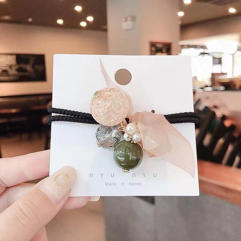 Elástico joyas de cabello de moda con frijoles frescos M anillo de cereza cuerda de cabello al por mayor de la banda de goma cabeza de 100 bolas de cabello rojo una variedad de alta elástica