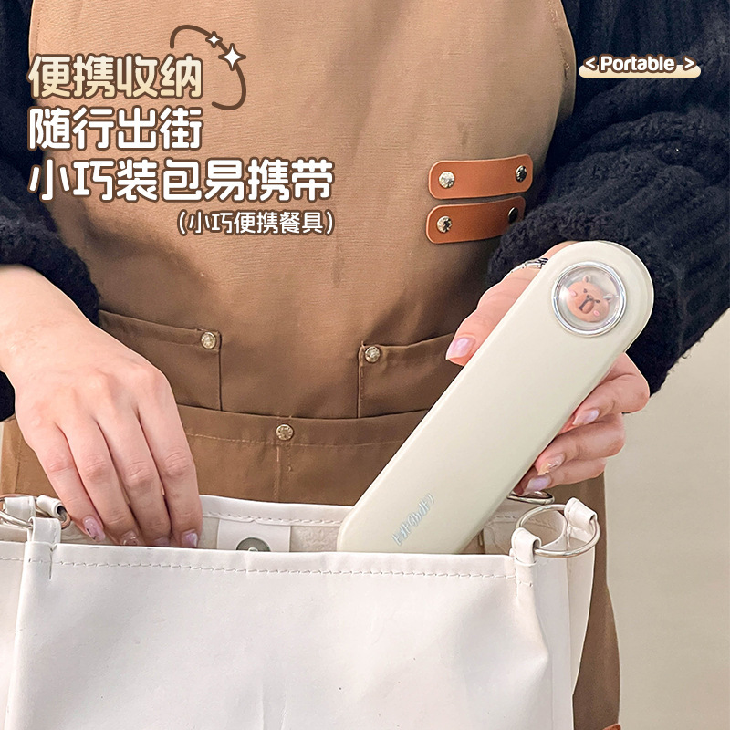 新しい 316 ポータブル食器学生屋外旅行フォークスプーン箸高価値厚みのある 3 点ギフトセット|undefined