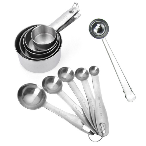Cross-border 304 stainless steel graduated measuring cup and measuring spoon five-piece set milk powder coffee spoon baking measuring spoon set