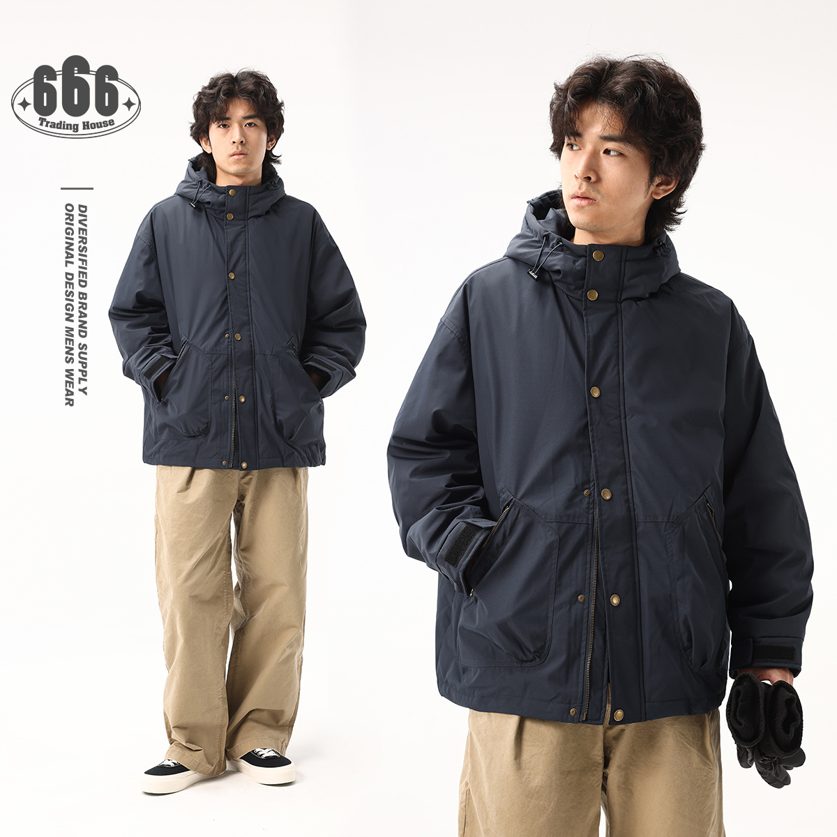 Sinkacme Japanese Style Retro Trendy Brand Casual Workwear Jacket Men's Winter White Duck down Hooded down Jacket Yr281