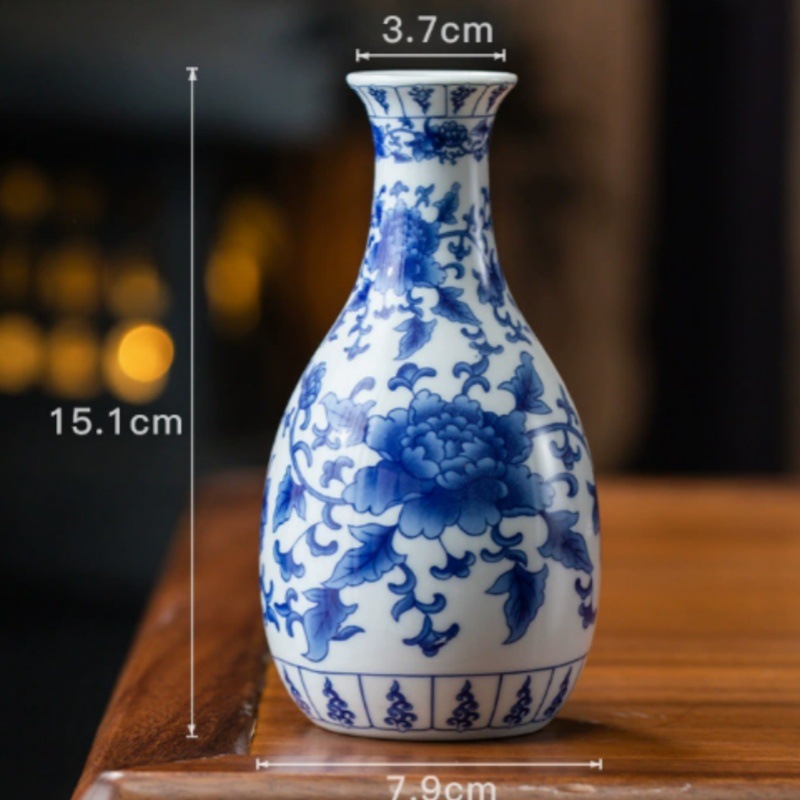 Vaso de escritorio de cerámica de porcelana pequeña boca mini hidroponía de flores retrógradas botellas de flores de porcelana