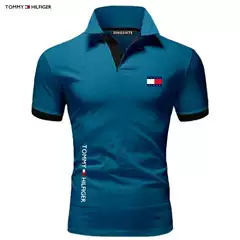 Cross border summer men's polo shirt with collar, short sleeved golf casual sport polo shirt, T-shirt, contrasting color, in stock