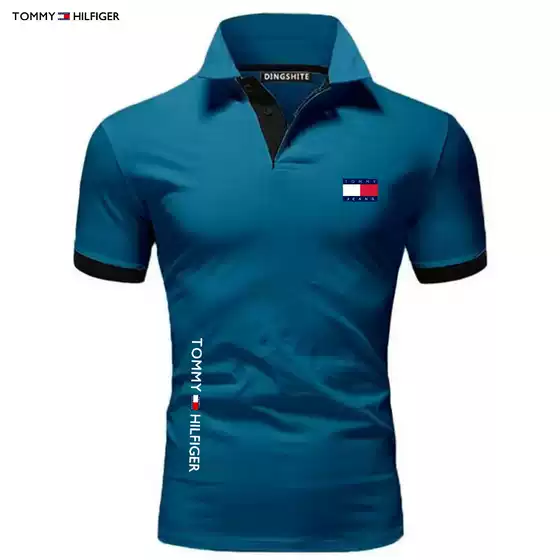 Men's Summer Short Sleeve Contrast Color Golf Casual Polo Shirt T-Shirt