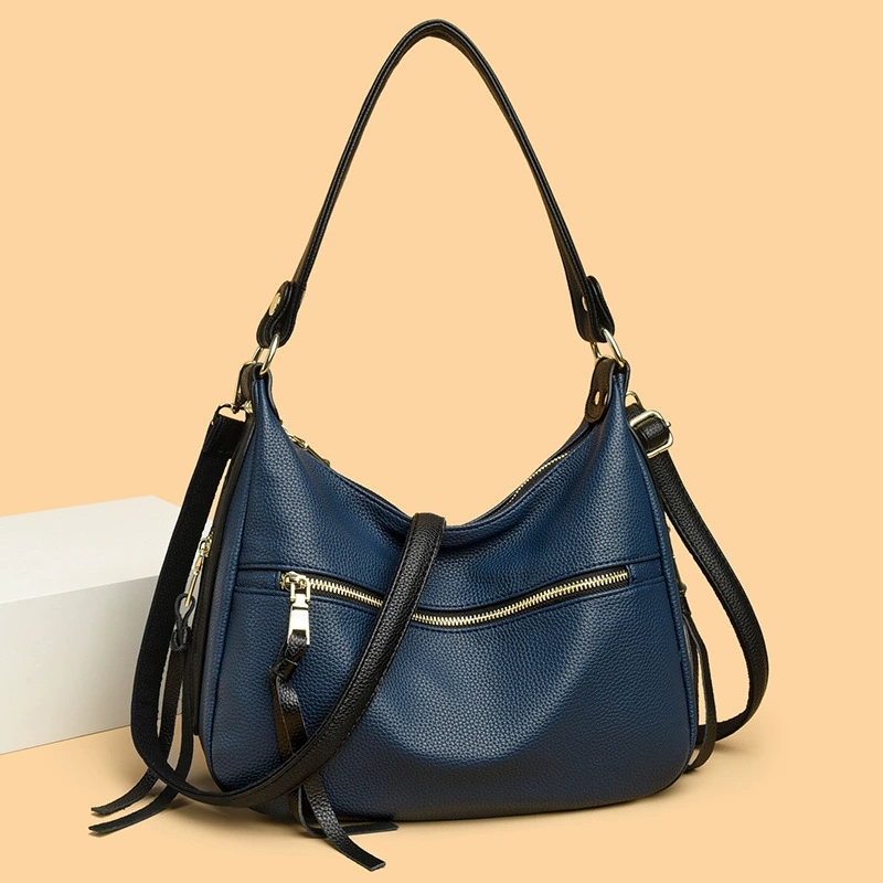 Creative one-shoulder bag, moon-shaped lamp, genuine leather, high-quality style