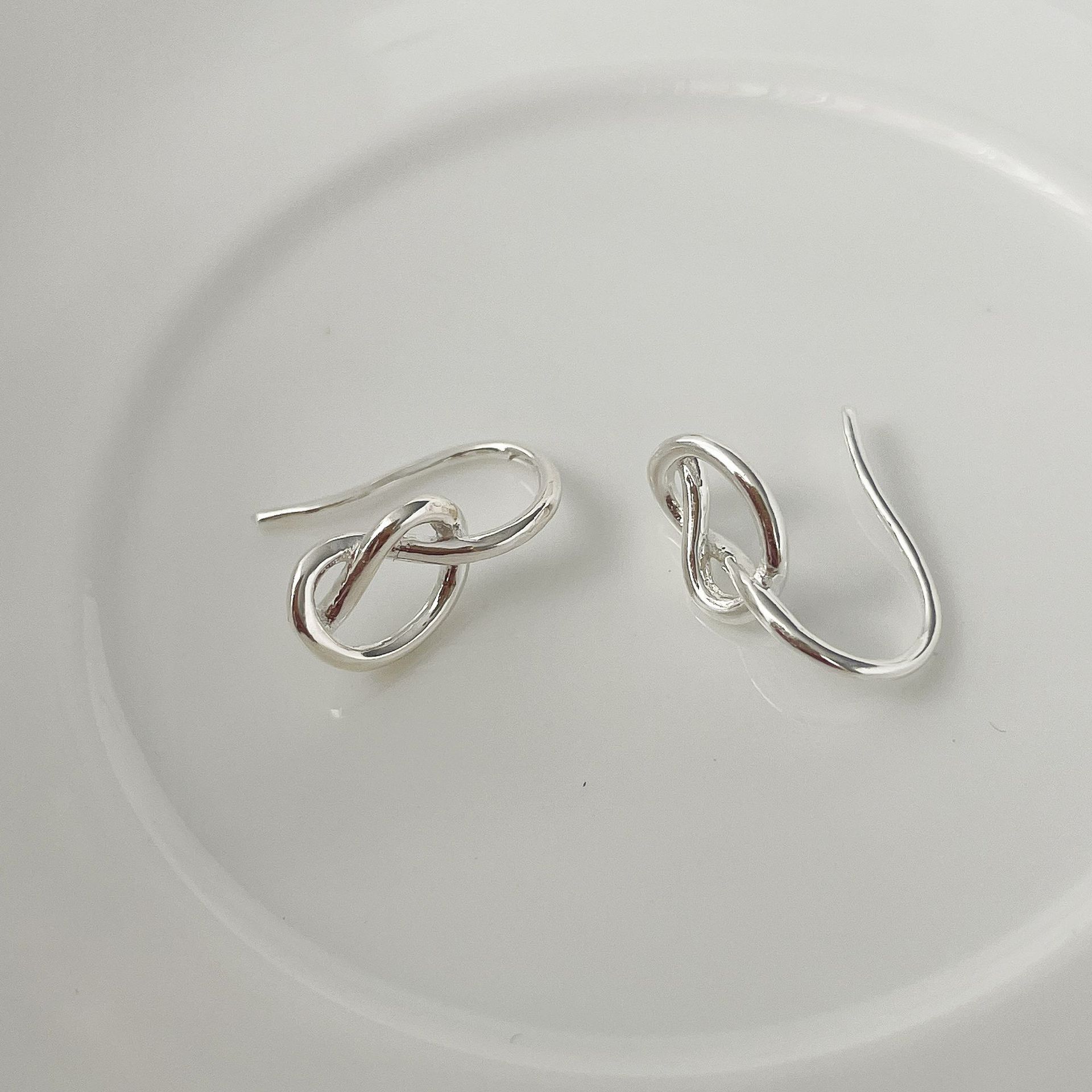 1 زوج أسلوب بسيط شكل القلب تصفيح الفضة الاسترليني خطافات الأذن display picture 8