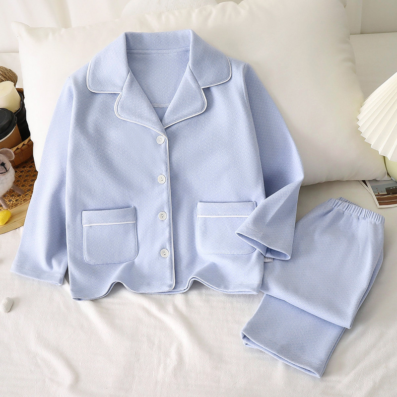 新款男女童秋冬睡衣青少年翻领儿童家居服|undefined