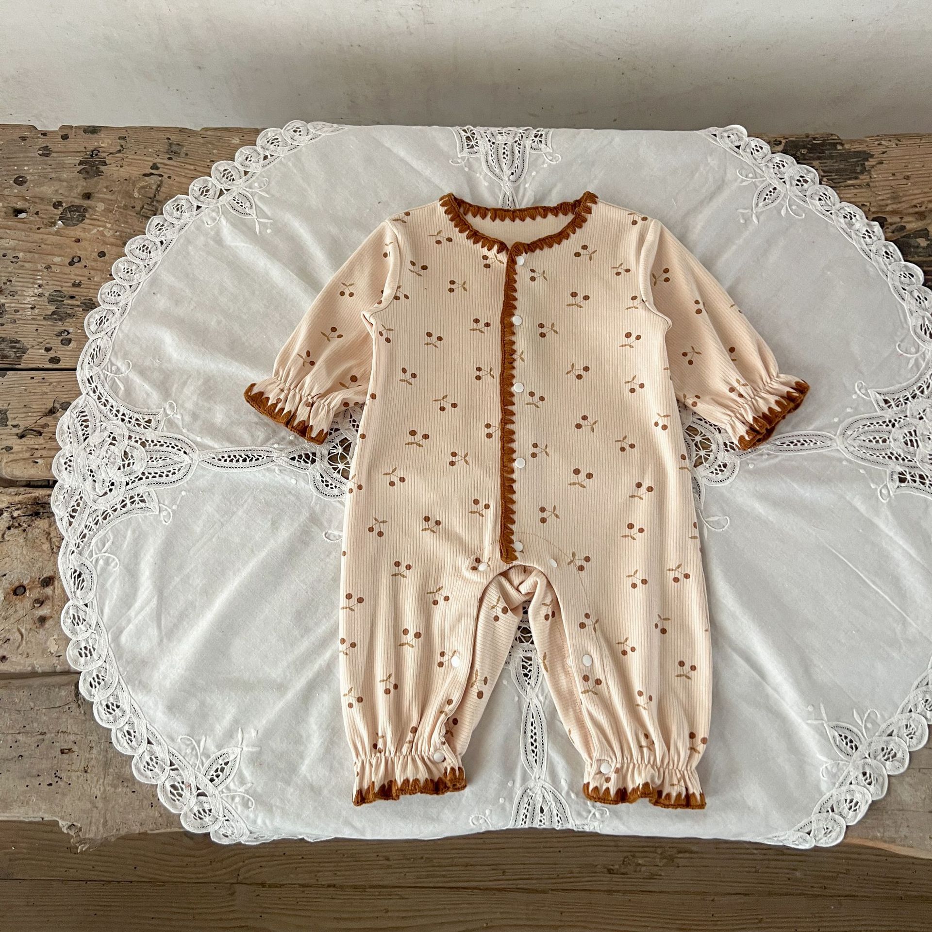 ins coreano niña bebé primavera y otoño algodón impresión de pozo bebé ropa de escalada de recién nacido blando