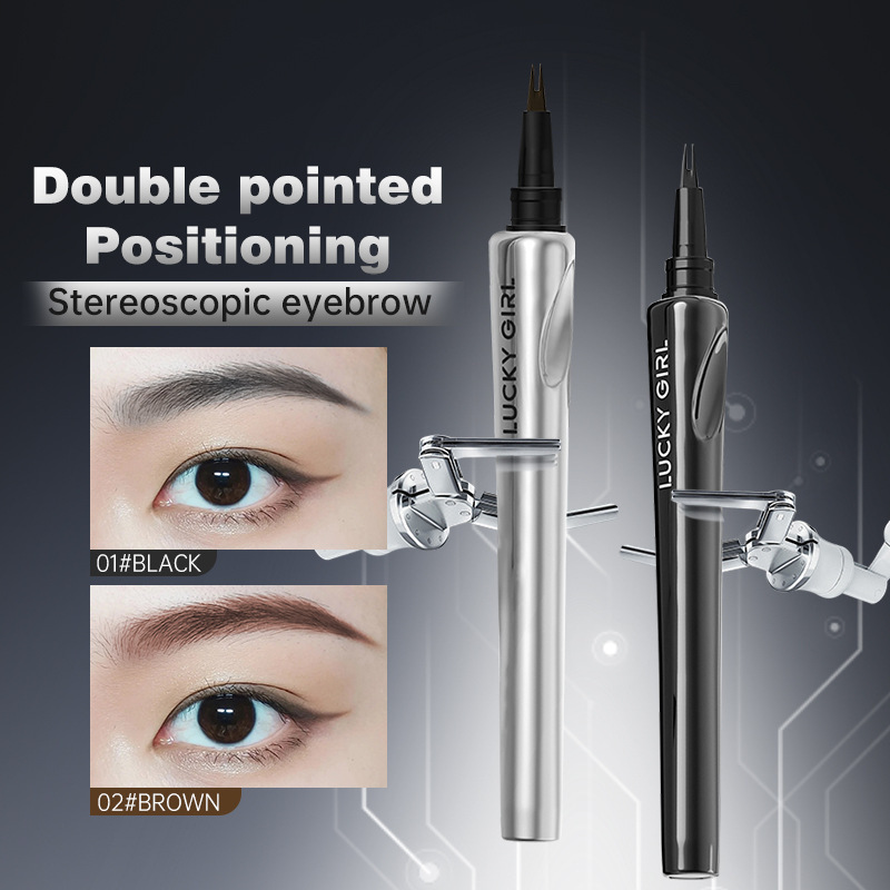 Cross-Border English Version Maycheer Dual-Tip Eyebrow Pencil Waterproof and Sweat-Proof Natural Three-Dimensional Wild Eyebrow Pencil for Women