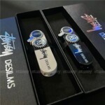 【一件代发】Stussy斯图西金属枪黑色银粉色火焰打火机创意礼物
