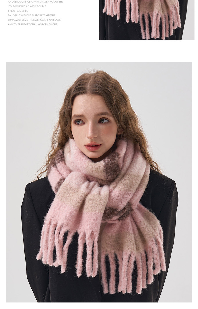 Women's Wool Blend Scarf Minimalist Striped Winter Warmer_voghion.com