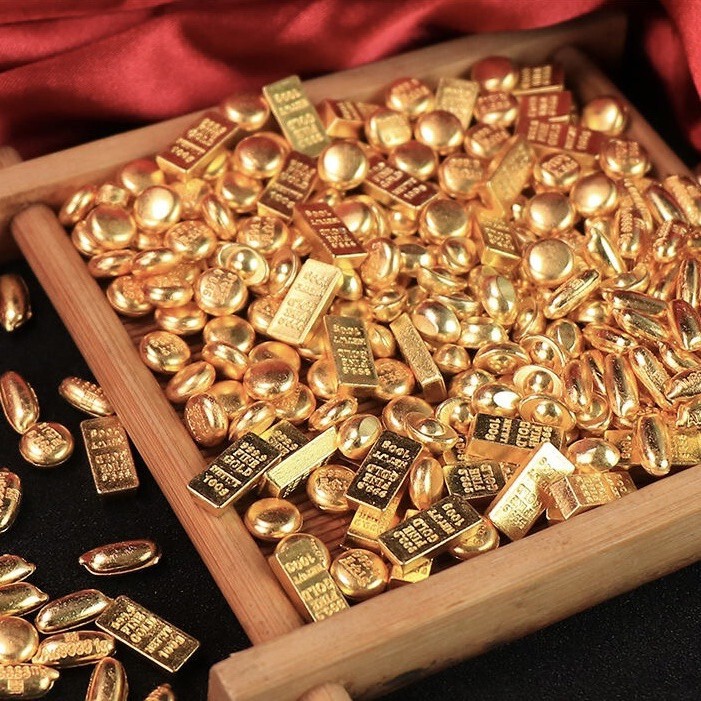 Tiktok Trending Zinc Alloy Mini Ruyi Gold Bars, Gold Ingots, Gold Melon Seed Pendants, Decorative Crafts, Small Ornaments