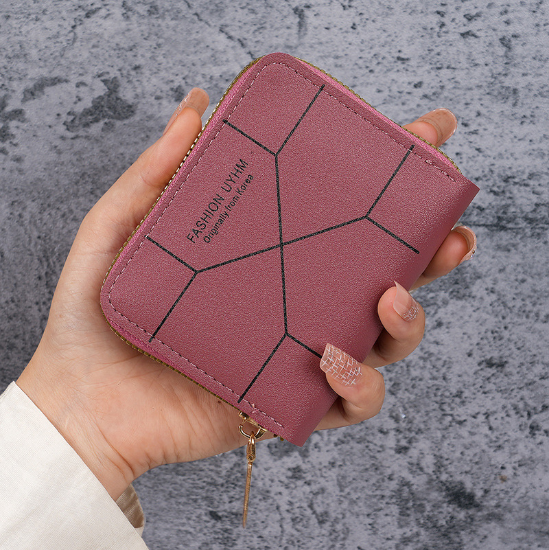 Etiquetado transfronterizo nuevo bolso de damas corto bolso de tarjetas simple bolso de patrón de geometría cremallera bolso de cambio
