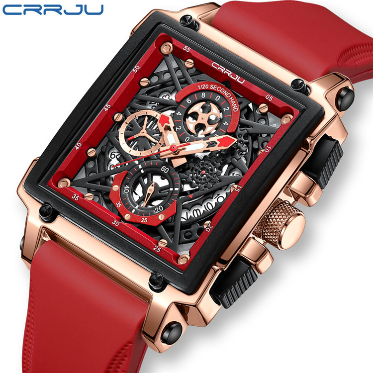 CRRJU/Kakun 2312 Nuevo reloj de hombre de cinturón simple personalidad de negocios multifuncional Calendario de hombre image 4