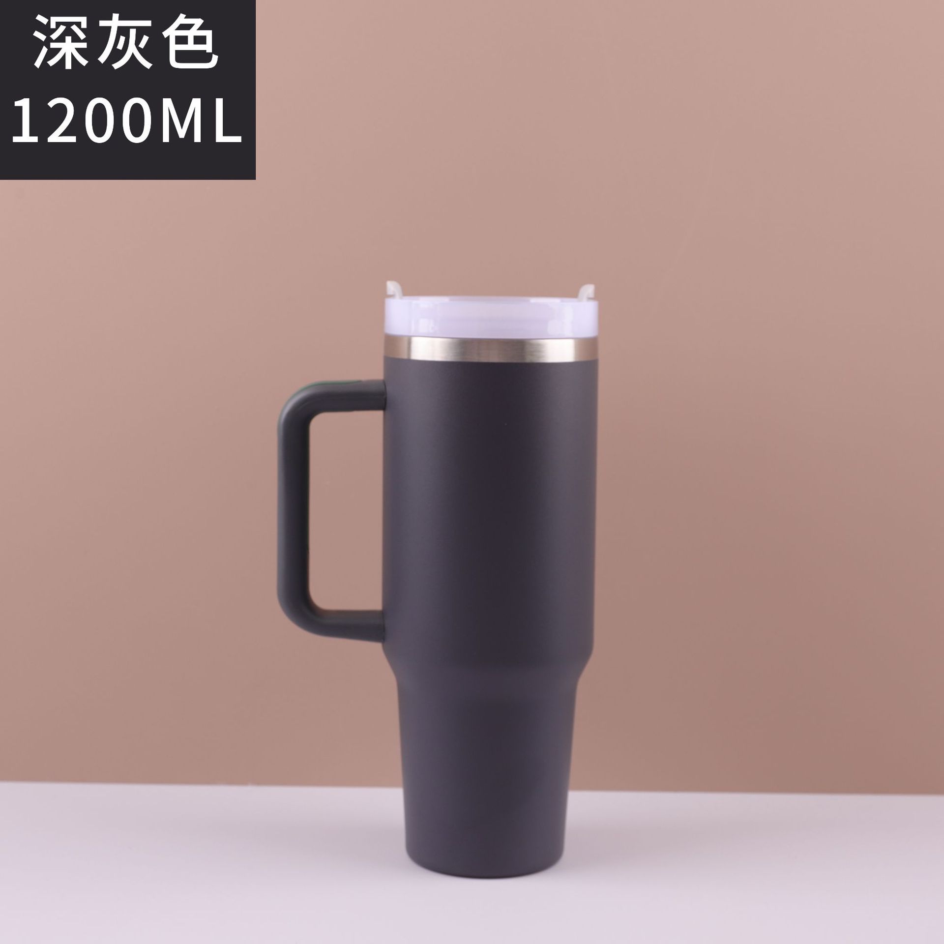 Transfronterizo 40oz mango de acero inoxidable taza de automóvil de doble capa con paja de alta capacidad de automóvil al aire libre taza de hielo portátil
