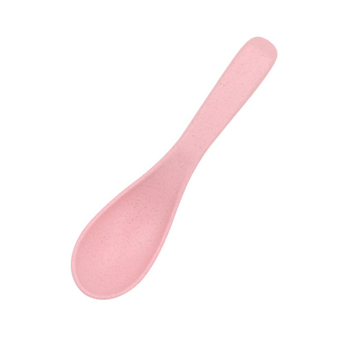 Japanese-style wheat straw round spoon set for home use, children's eating small spoons, ladles, tablespoons, tableware gift, with logo printed