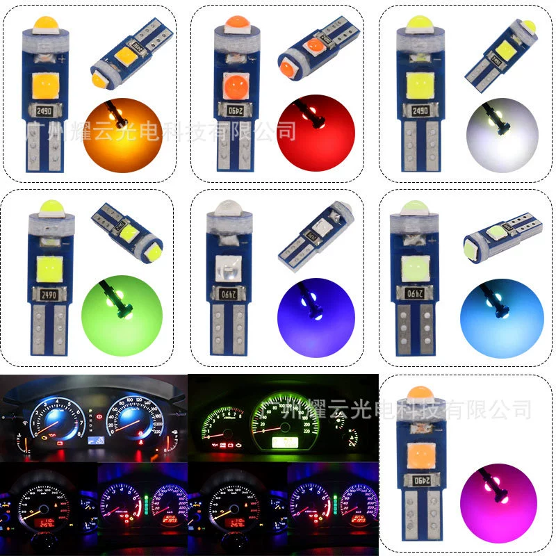 Автомобильная LED-подсветка приборов T5 3030 1SMD, индикатор T5, 12V, жёлтый/зеленый свет