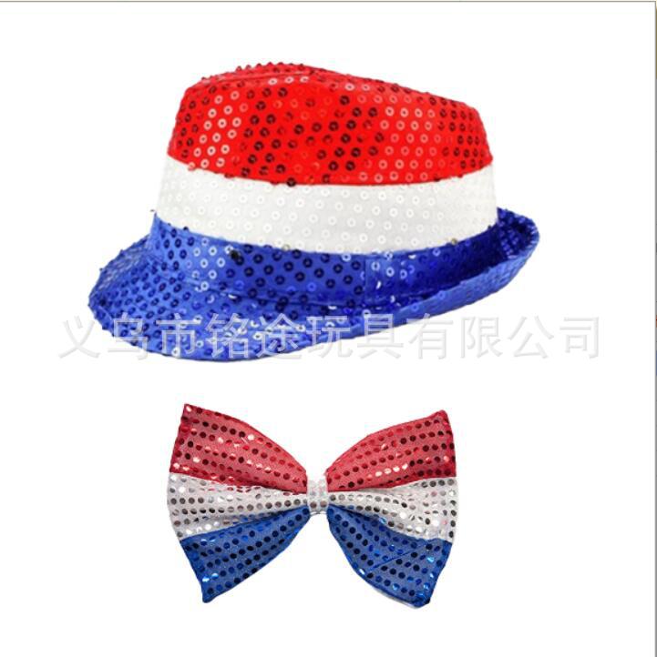 Gafas del Día de la Independencia de los Estados Unidos Diadema de carnaval Diadema Diadema Pendientes Pestañas postizas Gafas de bandera