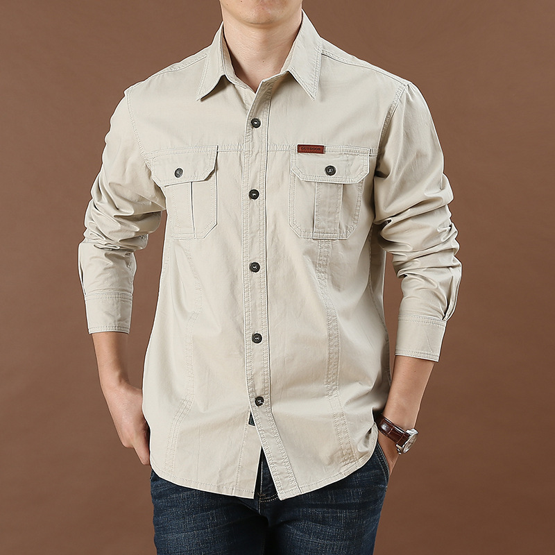 Men's Casual Loose Long-Sleeved Shirt 2025 Spring & Fall New Large Size Cotton Pure Color Shirt for Young and Middle-Aged People 1388 Men's Casual Loose Long-Sleeved Shirt 2025 Spring & Fall New Large Size Cotton Pure Color Shirt for Young and Middle-Aged People 1388