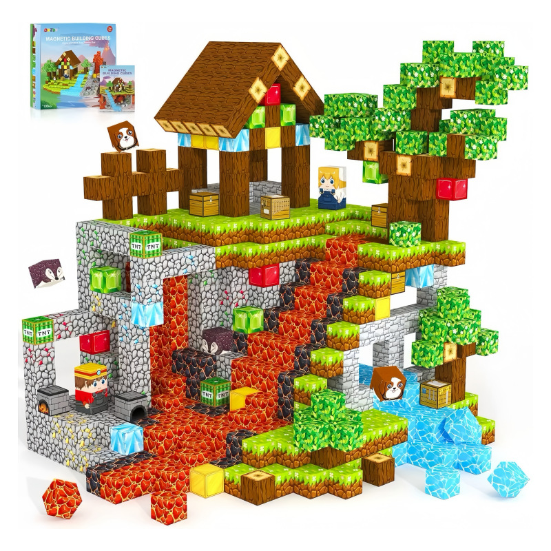Transfronterizos Amazon My Blocks World Magnetic Block Set Puzzles Magnetic Cuadrados Juguetes Bosque Original