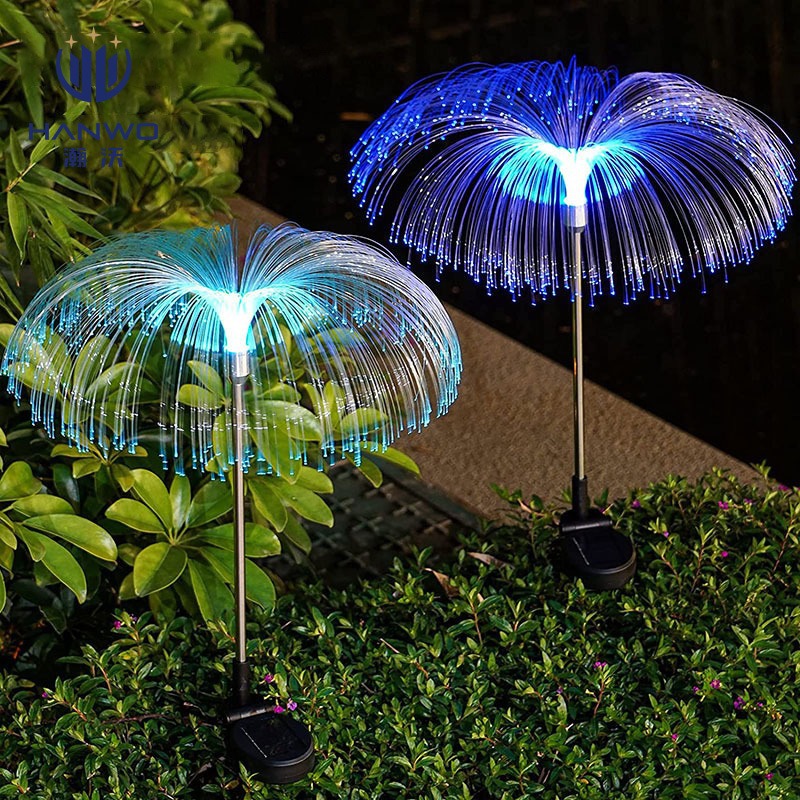 Solar al aire libre medusa lámpara impermeable colorido fibra óptica lámpara de caña lámpara patio balcón jardín suelo césped