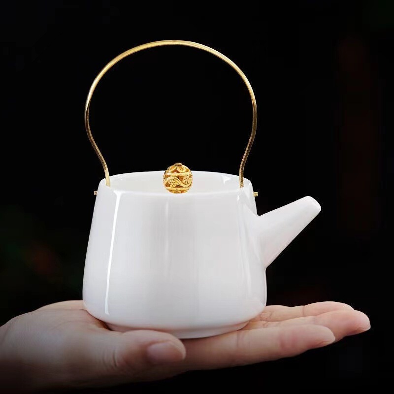 Ceramic Tea Set for Making Tea, Special White Jade Porcelain Teapot, Teacup, Single Pot, Hotel Kung Fu Tea Set Gift Box, Small Set