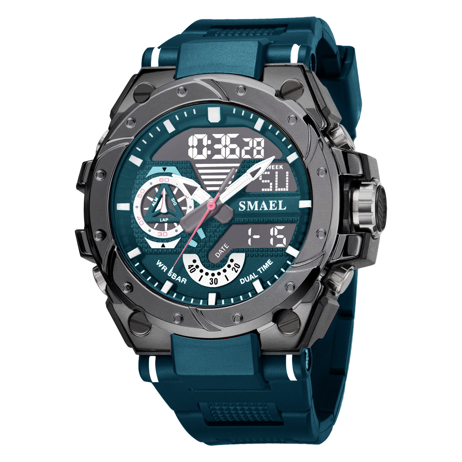 Reloj digital SMAEL 8060 para hombre, deportivo, multifuncional, de aleación, con esfera grande.