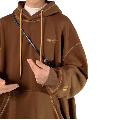 Stylish and versatile simple crewneck youth trendy hoodie, literary original host casual fashion unisex hooded sweatshirt