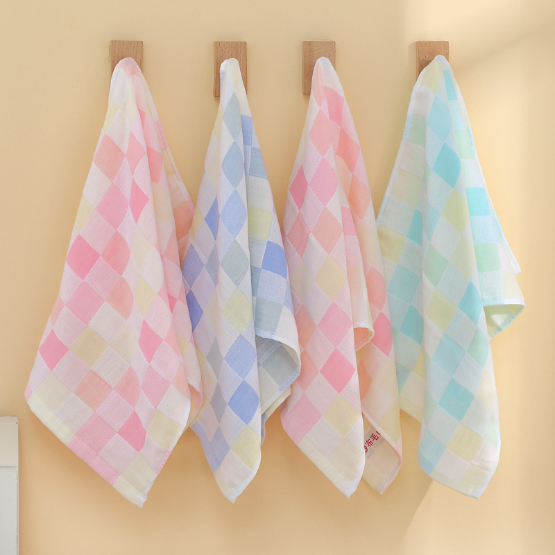 Pure Cotton Gauze Towel Universal Cleansing Towel Colorful Plaid Towel Gift 35*75 Gauze Towel Manufacturer Wholesale