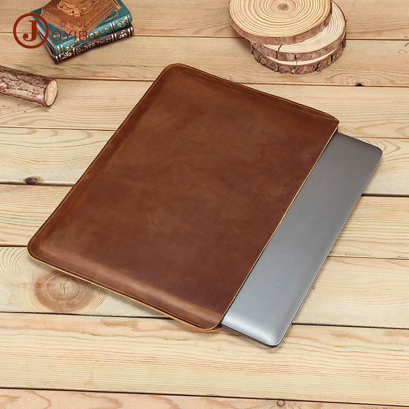 Customized Protective Cover for Macbookpro16, Genuine Leather Computer Bag, Multifunctional iPad Crazy Horse Leather Liner Bag