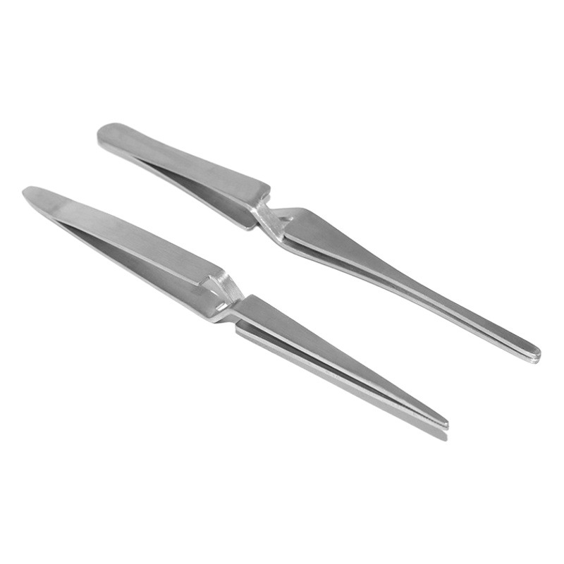 Pinzas anti-cruz al por mayor, cabeza redonda inversa, clip de modelado de uñas cruzadas, clip de peinado, pinzas de acero inoxidable en forma de X, boca puntiaguda