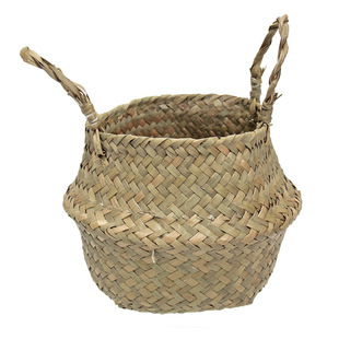 Nordic Straw Folding Handmade Living Room Home Green Plant Flower Basket Flower Pot Decorative Floor Portable Plant Rattan Woven Basket