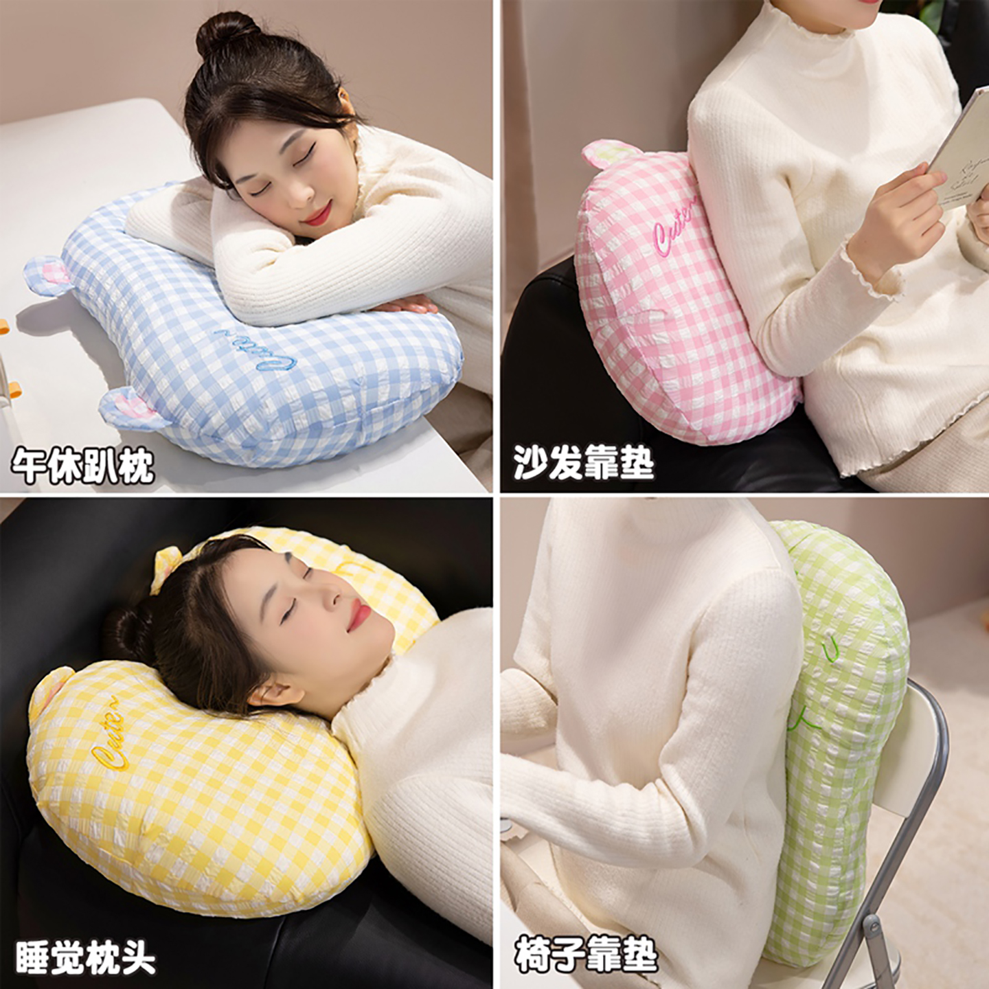 almohada de algodón de memoria de tela a cuadros para proteger la columna cervical, dormitorio de estudiantes, almohada de siesta casera, almohada para dormir niños image 3
