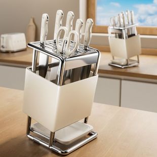 Kitchen Rack 2025 New Knife Holder Countertop Knife Holder Kitchen Knife Rack Multi-Functional Chopsticks and Knife Storage Rack