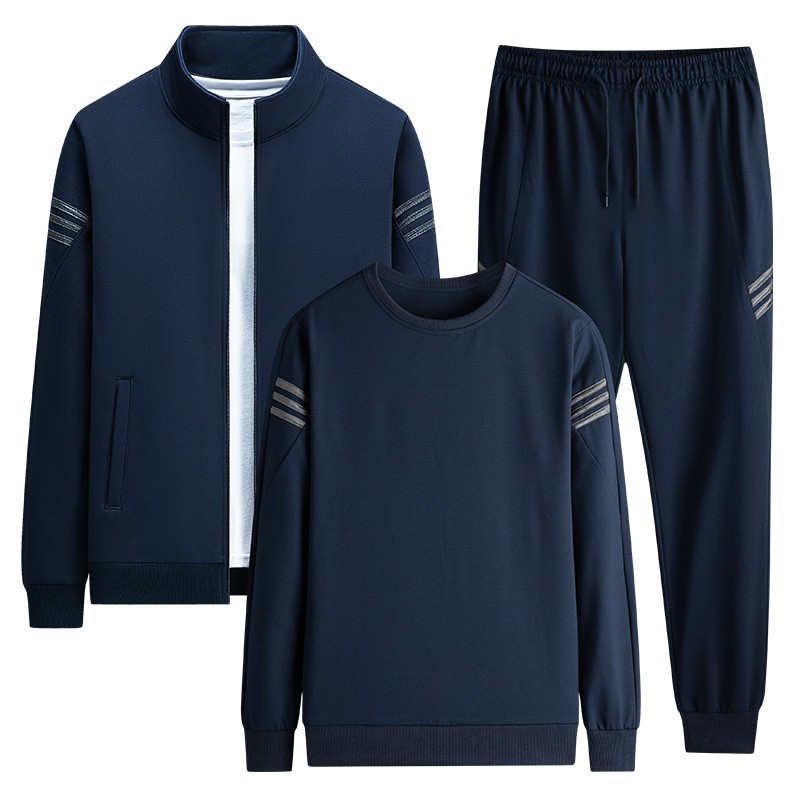 Traje deportivo de tres rayas para hombre, primavera y otoño, sudadera de otoño, conjunto informal de tres piezas de manga larga para correr, talla extra grande. image 1