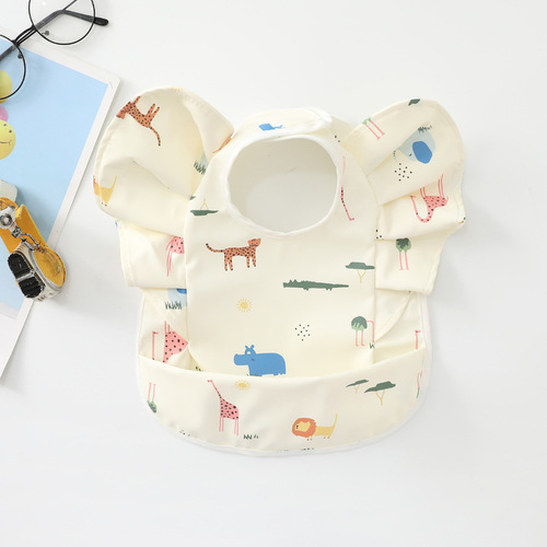 Danish new baby rice bag angel wings bib PU waterproof bib bib baby rice bag supplementary food